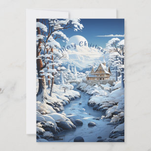Cartes Pour Fêtes Annuelles Pays de Noël hivernal Arbres enneigés Photo de fam