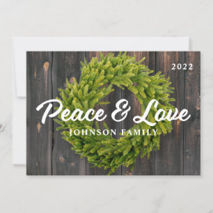 Cartes Pour Fêtes Annuelles Pays de Paix et d'Amour Couronne de pin rustique e