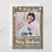 Cartes Pour Fêtes Annuelles Pays Lumières rustiques en bois Photo Joyeux Noël (Devant)