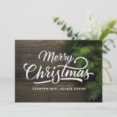 Cartes Pour Fêtes Annuelles Pays moderne Bois rustique et pin de feuillage ver (Debout devant)