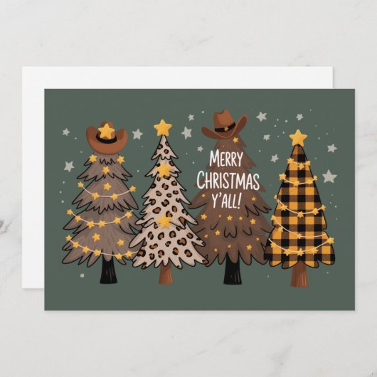 Cartes Pour Fêtes Annuelles Pays Noël Arbre Occidentale Cowboy Cowboy (Devant / Derrière)