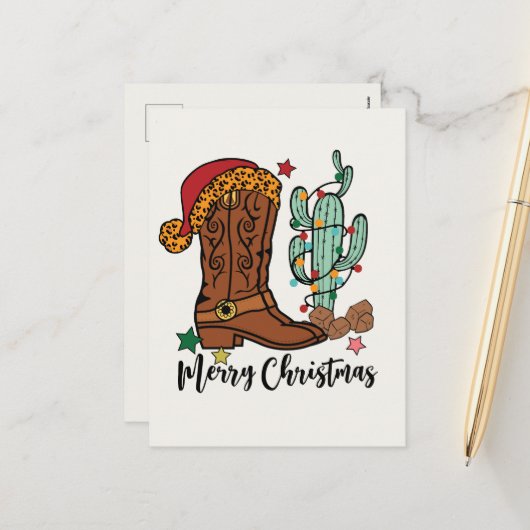 Cartes Pour Fêtes Annuelles Pays Noël Botte Occidentale (Devant/Arrière en situation)