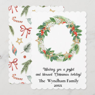 Cartes Pour Fêtes Annuelles Pays rustique Noël Fête Wreath Non Photo