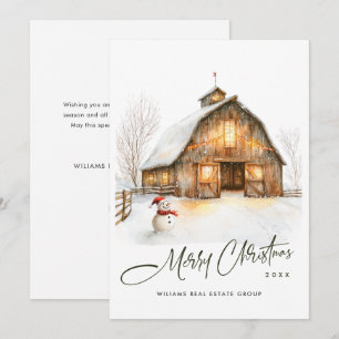 Cartes Pour Fêtes Annuelles Pays vintage Noël Grange Pine Tree Entreprise