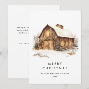 Cartes Pour Fêtes Annuelles Pays vintage Noël Grange Pine Tree Entreprise