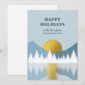 Cartes Pour Fêtes Annuelles Paysage abstrait Golden Winter Joyeuses Fêtes  (Devant / Derrière)