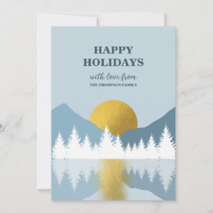 Cartes Pour Fêtes Annuelles Paysage Abstrait Golden Winter Joyeuses Fêtes
