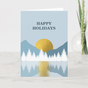 Cartes Pour Fêtes Annuelles Paysage Abstrait Hiver Doré Joyeuses Fêtes