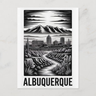 Cartes Pour Fêtes Annuelles Paysage d'Albuquerque Nouveau-Mexique en noir et b