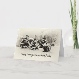 Cartes Pour Fêtes Annuelles Paysage d'arbre de pin hivernal