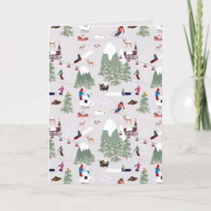 Cartes Pour Fêtes Annuelles Paysage de montagne de ski sur neige Pentes de ski