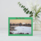 Cartes Pour Fêtes Annuelles Paysage de neige de Noël avec arbres enneigés (Debout devant)