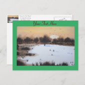 Cartes Pour Fêtes Annuelles Paysage de neige de Noël avec arbres enneigés (Devant / Derrière)