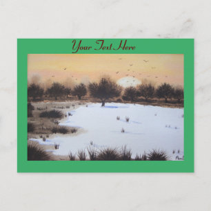 Cartes Pour Fêtes Annuelles Paysage de neige de Noël avec arbres enneigés