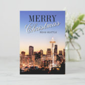 Cartes Pour Fêtes Annuelles Paysage de Seattle à Noël (Debout devant)