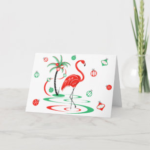 Cartes Pour Fêtes Annuelles Paysage de texte flamant rose de Noël rouge