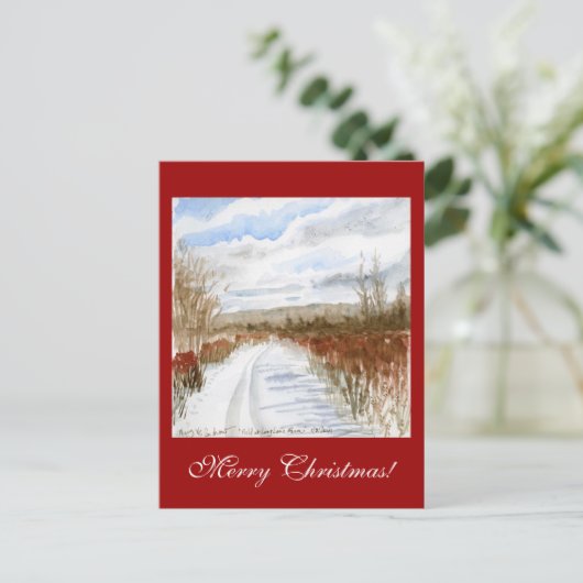 Cartes Pour Fêtes Annuelles Paysage d'hiver du champ de neige (Debout devant)