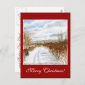 Cartes Pour Fêtes Annuelles Paysage d'hiver du champ de neige (Devant / Derrière)