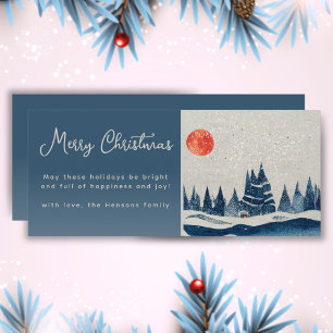 Cartes Pour Fêtes Annuelles Paysage d'hiver et Joyeux Noël sous la Lune