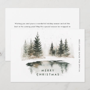 Cartes Pour Fêtes Annuelles Paysage d'hiver Pine de Noël Entreprise