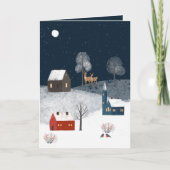 Cartes Pour Fêtes Annuelles Paysage d'hiver rustique avec faune (Devant)