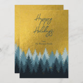 Cartes Pour Fêtes Annuelles Paysage doré d'arbres forestiers Joyeuses Fêtes (Devant / Derrière)