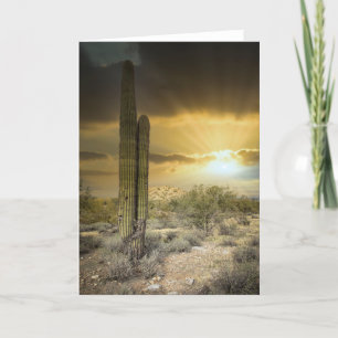 Cartes Pour Fêtes Annuelles Paysage du désert de l'Arizona avec rayons du sole