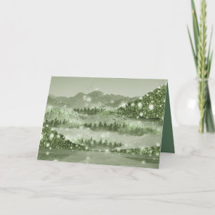 Cartes Pour Fêtes Annuelles Paysage du lac Mountain Forest Médias mixtes
