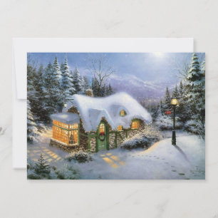 Cartes Pour Fêtes Annuelles Paysage enneigé de Noël vintage