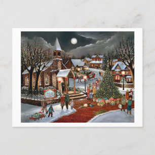 Cartes Pour Fêtes Annuelles Paysage enneigé de Noël vintage
