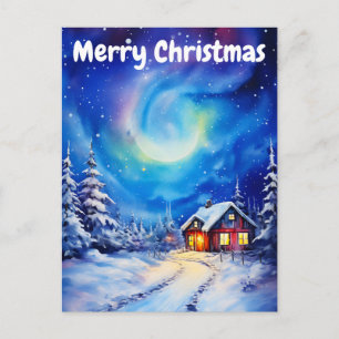 Cartes Pour Fêtes Annuelles Paysage hivernal aquarelle Noël pôle Nord