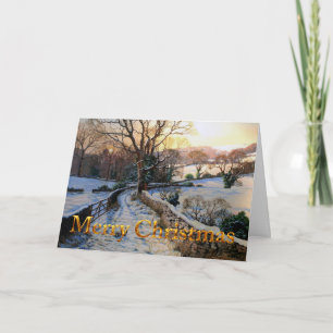 Cartes Pour Fêtes Annuelles Paysage hivernal de Noël enneigé vintage