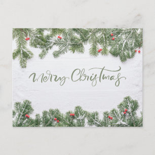 Cartes Pour Fêtes Annuelles Paysage hivernal merveilleux Joyeux Noël Calligrap