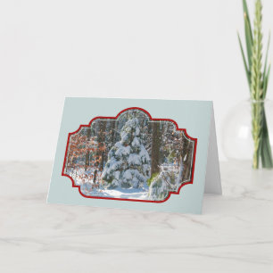 Cartes Pour Fêtes Annuelles Paysage hivernal Noël À feuillage persistant couve