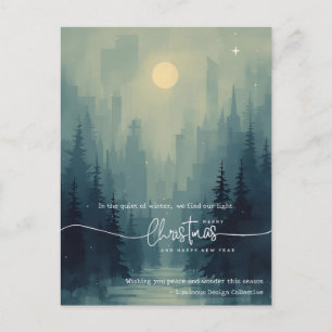 Cartes Pour Fêtes Annuelles Paysage moderne aquarelle pour entreprise Noël