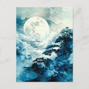 Cartes Pour Fêtes Annuelles Paysage mystique de montagne au clair de lune