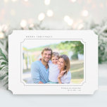 Cartes Pour Fêtes Annuelles Paysage photo minimaliste Joyeux Noël<br><div class="desc">Noël simple | carte photo de vacances présente votre photo dans un cadre en forme de billet avec un motif de verdure d'hiver à l'arrière. Pour une personnalisation plus avancée de cette conception,  cliquez sur le BOUTON OUTIL DESIGN BLEU.</div>