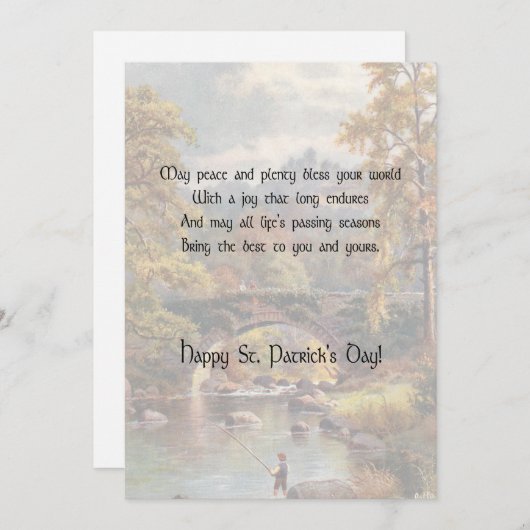 Cartes Pour Fêtes Annuelles Paysage rustique St. Patrick's Day Irlandais Bénéd (Devant / Derrière)
