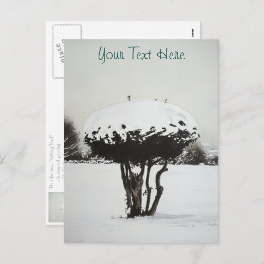 Cartes Pour Fêtes Annuelles paysage saisonnier neige scène à noël (Devant / Derrière)