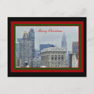 Cartes Pour Fêtes Annuelles Paysage urbain de NYC Chrysler Bldg, Flatiron Neig