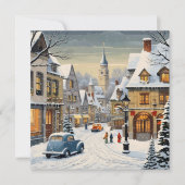 Cartes Pour Fêtes Annuelles Paysage urbain hivernal rétro (Devant)
