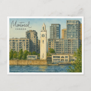 Cartes Pour Fêtes Annuelles Paysage urbain vintage de Montréal Aquarelle can
