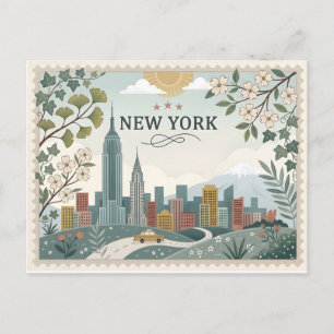 Cartes Pour Fêtes Annuelles Paysage urbain vintage de New York City