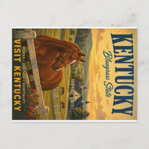 Cartes Pour Fêtes Annuelles Paysage vintage de l'État du Kentucky Bluegrass av