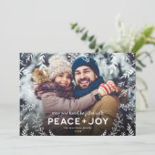 Cartes Pour Fêtes Annuelles Peace and Joy Botanical Overlay Photo (Debout devant)