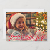 Cartes Pour Fêtes Annuelles Peace and Joy Red Script photo manuscrite (Devant)