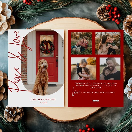 Cartes Pour Fêtes Annuelles Peace and Love Modern Minimalist Card burgundy