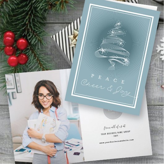 Cartes Pour Fêtes Annuelles Peace Cheer Joie Sparkling Christmas Tree Business