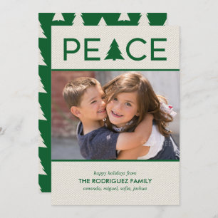 Cartes Pour Fêtes Annuelles Peace Custom Photo Holiday Tree Vert Beige