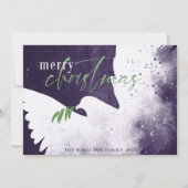 Cartes Pour Fêtes Annuelles Peace Dove Deep Purple Joyeux Noël (Devant)